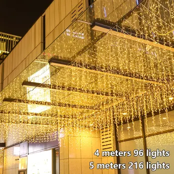 Julelys Udendørs Udsmykning 4/5 Meter Hænge på 0,4-0,6 m Led Curtain Icicle String Lys bryllupsfest Garland Lys 2