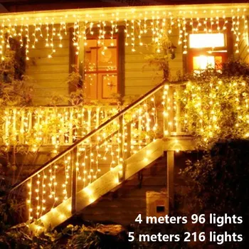 Julelys Udendørs Udsmykning 4/5 Meter Hænge på 0,4-0,6 m Led Curtain Icicle String Lys bryllupsfest Garland Lys 3