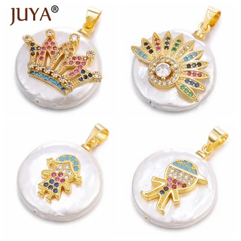 JUYA Flere Form Tiny Zircon Guld Charms Mønt ferskvandsperle Perle Vedhæng Tilbehør Til Personlig smykkefremstilling 0