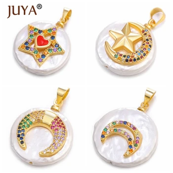 JUYA Flere Form Tiny Zircon Guld Charms Mønt ferskvandsperle Perle Vedhæng Tilbehør Til Personlig smykkefremstilling 1