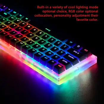 K66 Glaseret Farverige Gateron Skifte Mekanisk Tastatur 40Gbps Type -C 66keys 16,8 Mio RGB Krystallinsk Baseret Tastatur 2