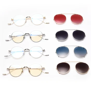 Kachawoo polariserede solbriller klip på mandlige optiske briller tilbehør kvindelige retro briller ramme grå brun aftagelig linse 16629