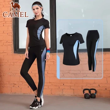 KAMEL Yoga Sports Tights, der Passer Buksedragt Sæt T-Shirt Leggings Jogging, Fitness Problemfri 2 Stykker Trænings-og Åndbar kortærmet 23202