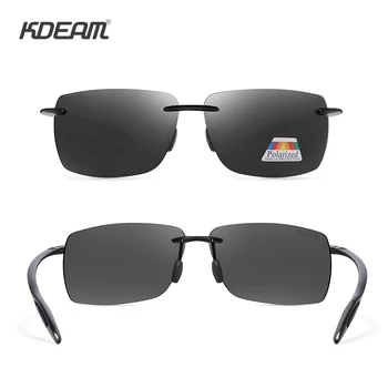 KDEAM Uindfattede Rektangel Mænds Solbriller, Polariserede Ultra-light TR90 Materialet Briller Ramme UV400 Sport Solbrille 3