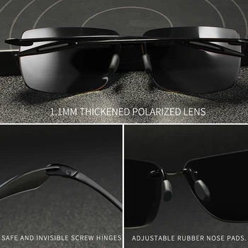 KDEAM Uindfattede Rektangel Mænds Solbriller, Polariserede Ultra-light TR90 Materialet Briller Ramme UV400 Sport Solbrille 4