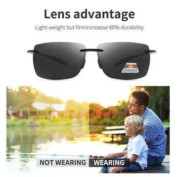 KDEAM Uindfattede Rektangel Mænds Solbriller, Polariserede Ultra-light TR90 Materialet Briller Ramme UV400 Sport Solbrille 5