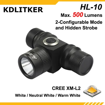 KDLITKER HL-10 Cree XM-L2-3V - 6V 2-Konfigurerbare Mode og Skjulte Strobe LED Forlygte ( 1x18650/2xCR123 ) 4