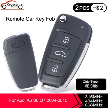 KEYECU Keyless-Go Remote Key Fob FSK 315MHz /434 /868Mhz 8E-Chip til Audi A6 S6 S7 2004-IYZ-3314 4F0837220M /T /R W/O Panik 1
