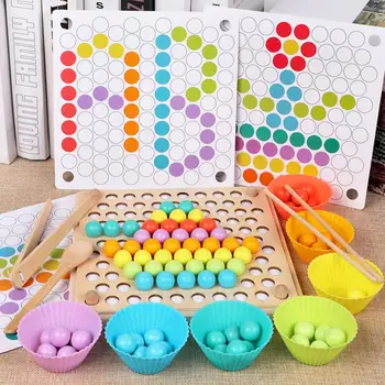 Kids Baby Montessori Træ-Klip, Perler Spisepinde Perler, Puslespil Bord Hænder Hjernen Uddannelse Til At Undervise I Matematik Spil Tidlig Uddannelse Toy 1