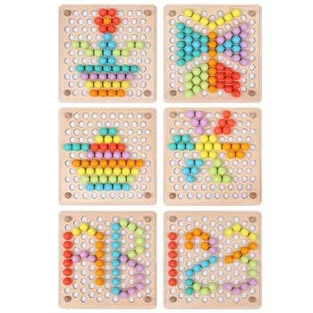 Kids Baby Montessori Træ-Klip, Perler Spisepinde Perler, Puslespil Bord Hænder Hjernen Uddannelse Til At Undervise I Matematik Spil Tidlig Uddannelse Toy 3