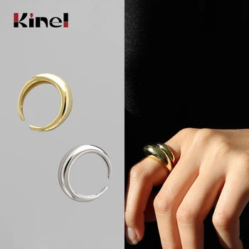 Kinel Nye Ankomster 925 Sterling Sølv, med Glat Cirkel Bue Ringe til Kvinder Justerbar Finger Sølv Ring Mode Korea smykker 0