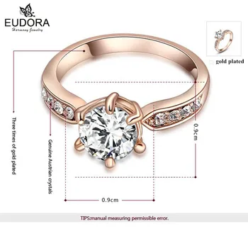 Klassisk Rosa Guld Seks Klo Runde Funklende Cubic Zirconia Ring Mode Smykker Østrigske Krystal Kvinder Bague Bijouterie 3