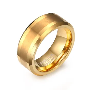 Klassisk to-tone 8mm bryllup band ægteskab ringe til mænd og kvinder, guld farve tungsten ring smykker 26229