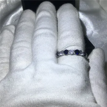 Klassiske Kvindelige infinity-ring Sølv farve Blå 5A zircon Cz Engagement bryllup band ringe til kvinder, Brude Smykker 20586