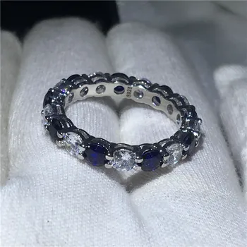 Klassiske Kvindelige infinity-ring Sølv farve Blå 5A zircon Cz Engagement bryllup band ringe til kvinder, Brude Smykker 4