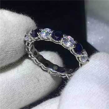 Klassiske Kvindelige infinity-ring Sølv farve Blå 5A zircon Cz Engagement bryllup band ringe til kvinder, Brude Smykker 5