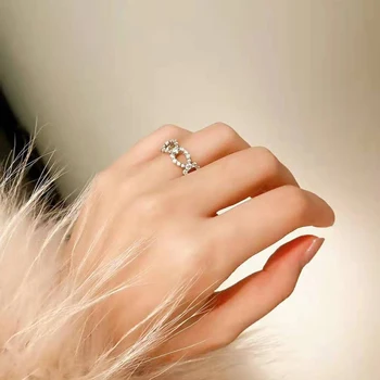 Knobspin 925 Sterling Sølv 2021 Nye Mode Hule Surround High Carbon Diamant For Kvinder ring Fine Smykker Wedding Party 5