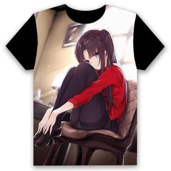 Kortærmet T-shirt Animationsfilm Fate/stay night Rin Tohsaka Cosplay Korte Ærmer Unisex Studerende Casual Black Tee Sommer Mode Shirt 0