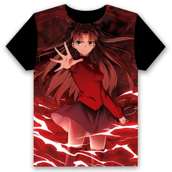 Kortærmet T-shirt Animationsfilm Fate/stay night Rin Tohsaka Cosplay Korte Ærmer Unisex Studerende Casual Black Tee Sommer Mode Shirt 1