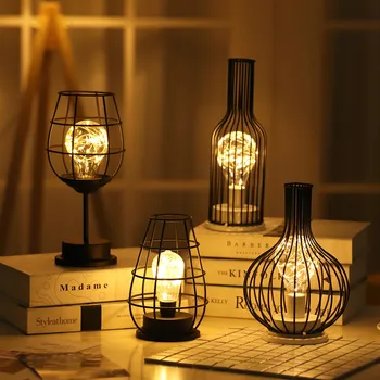 Kreative Smedejern night light Lanterne rødvin Flaske LED-Lampe Glas Batteri Lys for Cafe Hotel Balkon 2