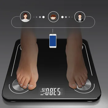 Kropsfedt Skala Vejning Skala Smart BMI Skalaen gulvvægte Glas og LCD-Vægt Balance Bluetooth vægt, der måler kropssammensætning 27457