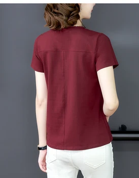 Kvindelige Blusas Damer Toppe om Sommeren 2021 Kvinder kortærmet Tshirt O-neck Plus Size Kvinder Tees Solid 4XL i T-shirt Tøj 8589 50 2