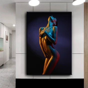 Kvinder Body Art Olie Maleri på Lærred Sexet Nøgen Væg Kunst, Plakater, Print Væg Billeder til stuen Hjem Væggen Cuadros Indretning 0