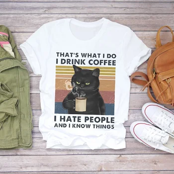 Kvinder Cartoon Cat 90'erne Og Sjove Halloween Mode Print Dame T-shirts Top Womens Grafisk T-Shirt Damer Kvindelige Tee T-Shirt 0