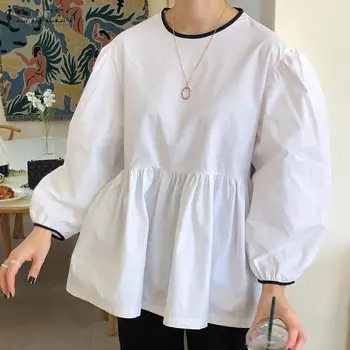 Kvinder Mode Flæse Bluse ZANZEA Foråret Bue Snor Top Elegante Kontor Dame Blusa Kvindelige snøre Puff Ærmer Shirt i Overstørrelse 4