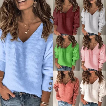 Kvinder Sweater Syning, Patchwork-Farve Komfort Sweater Damer Jumpere 2021 Mode Sexet Slank Strikket Pullover Kvinde Tøj 4