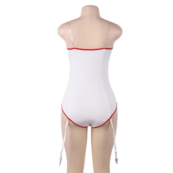 Kvinder Teddy Sexet Plus Size Sygeplejerske Sexede Kostumer Hvid Cosplay Fristelsen Ensartet Varme Erotiske Undertøj Body Sexet Krop R80675 44086