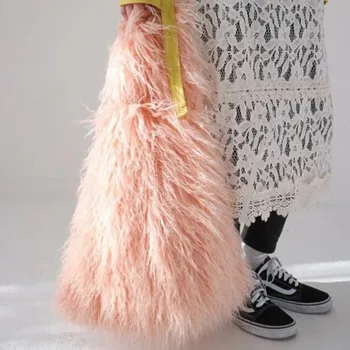 Kvinder Vinteren Faux Fur Håndtaske Mode Furry Spand Tasker Imiteret Pels Taske Taske Tote Taske Søde Plys Vest Taske Kvindelige Pung 19