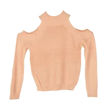Kvinders Vintage Lange Ærmer Strikket Sweater Damer Orange Turlteneck Stribet Pullover Fra Skulder Sweater Hot Salg Y5 5