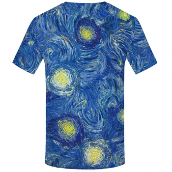 KYKU Mærke Van Gogh T-shirt med Stjerner, T-shirts blå Tshirt kunst shirts maleri Toppe, Korte ærmer tøj Stjerner tøj 3d-T-shirt 1