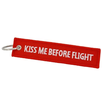 Kys Mig Før Flyvning Rød Nøglering nøglering nøglering for Luftfart Gaver Broderi Anahtarlik Label Bil Nøgleringe 5 PC ' er/MASSE 3