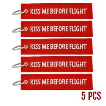 Kys Mig Før Flyvning Rød Nøglering nøglering nøglering for Luftfart Gaver Broderi Anahtarlik Label Bil Nøgleringe 5 PC ' er/MASSE 4