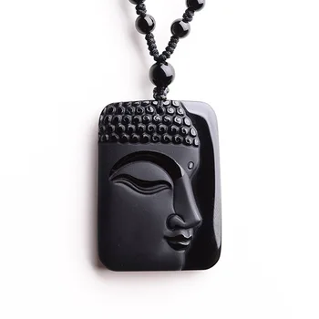 KYSZDL DropShippin Natural Obsidian Sten top mode krystal vedhæng Buddha-Buddha Hoved halskæde Vedhæng gave til mænd og kvinder 0