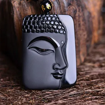 KYSZDL DropShippin Natural Obsidian Sten top mode krystal vedhæng Buddha-Buddha Hoved halskæde Vedhæng gave til mænd og kvinder 4