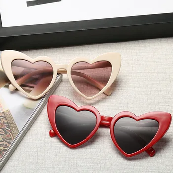 Kærlighed Hjerte Cat Eye Solbriller Kvinder Vintage Julegave Sort Lyserød Rød Hjerte Form Solbriller Til Kvinder Uv400 11852