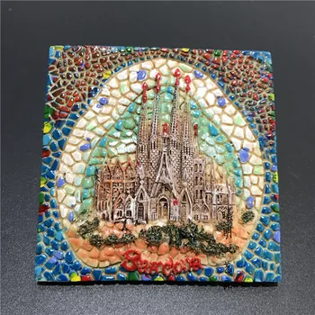 Køleskab Magnet Souvenir-Spanien Barcelona-Basilikaen I Templet Expiatori De La Sagrada Familia Hånd Malet Køleskab Magneter Indretning 1