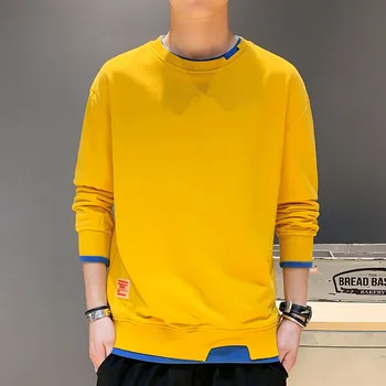 Langærmede Sweatshirts Mænd 2020 Nye Mode 8 Farve Hættetrøje Herre Casual O-Hals Patchwork Sweatshirt til Unge Mænd B0792 1
