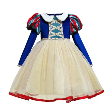 Langærmet Sne Hvid Kjole Piger Cosplay Kostume til Karneval børnetøj Pige Princess Dress Up Kids Fødselsdag Fest Kjole 3