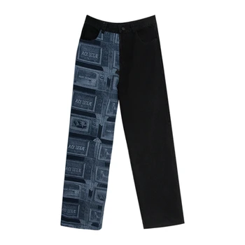 LANMREM sort blå print lige løs afslappede street-wear bred ben bukser med lomme mode 2020 Efteråret strømmen for kvinder 2A1360 2