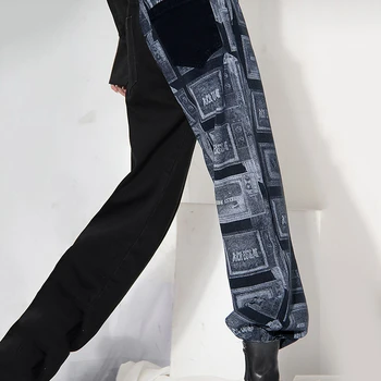 LANMREM sort blå print lige løs afslappede street-wear bred ben bukser med lomme mode 2020 Efteråret strømmen for kvinder 2A1360 4