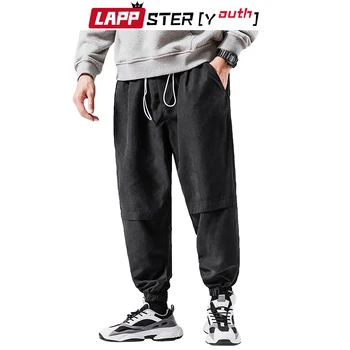 LAPPSTER-Ungdom Sommeren Japansk Streetwear Hiphop Harem Bukser 2020 Herre Harajuku Måde Stablet Sweatpants Sort Plus Størrelse 3
