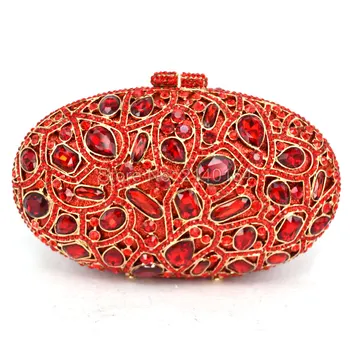 LaSC Nyeste Rød stilfulde kvinder aften taske Luksus Rhinestone clutch taske crystal håndtasker part pung bryllup taske pochette Q63 5331