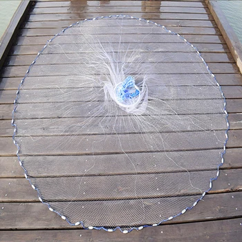 Lawaia Monofil Nylon Fiskeri Net Aluminium Ring Style Hånd Smide Fisk Net med Jern Vedhæng USA/RU Lager 0