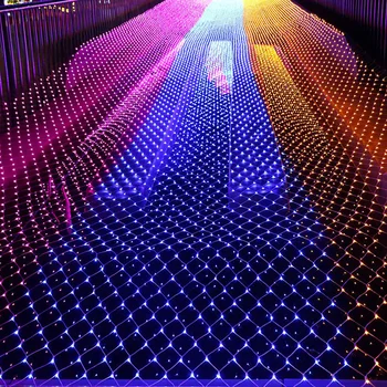 LED kulørte Lamper Udendørs Jul Dekoration Vandtæt 220V 110V Have Bryllup Part Indretning Mesh Net Gardin String Belysning 4
