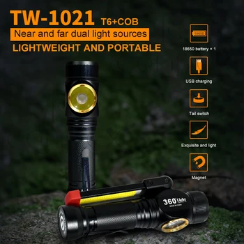 LED Lommelygte Vandtæt 18650 batteri Bærbar Camping Lys, Flash lys, jagt Ultra Lyse Lanterne USB-Genopladelige Lygte 3
