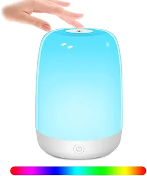 LED Nat Lys Touch Sensor-LED sengelampe 6 Farver Justerbar USB-Nat Lys til Soveværelse, Stue, Kontor Børn Gave